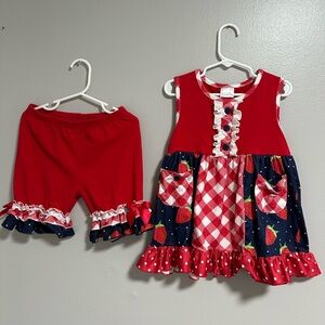 Red and Navy Strawberry Dress Set